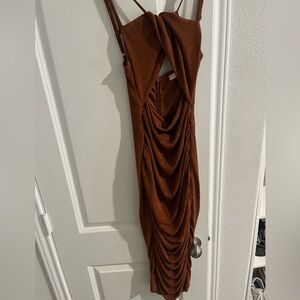 Elegant Asymmetrical Brown Dress